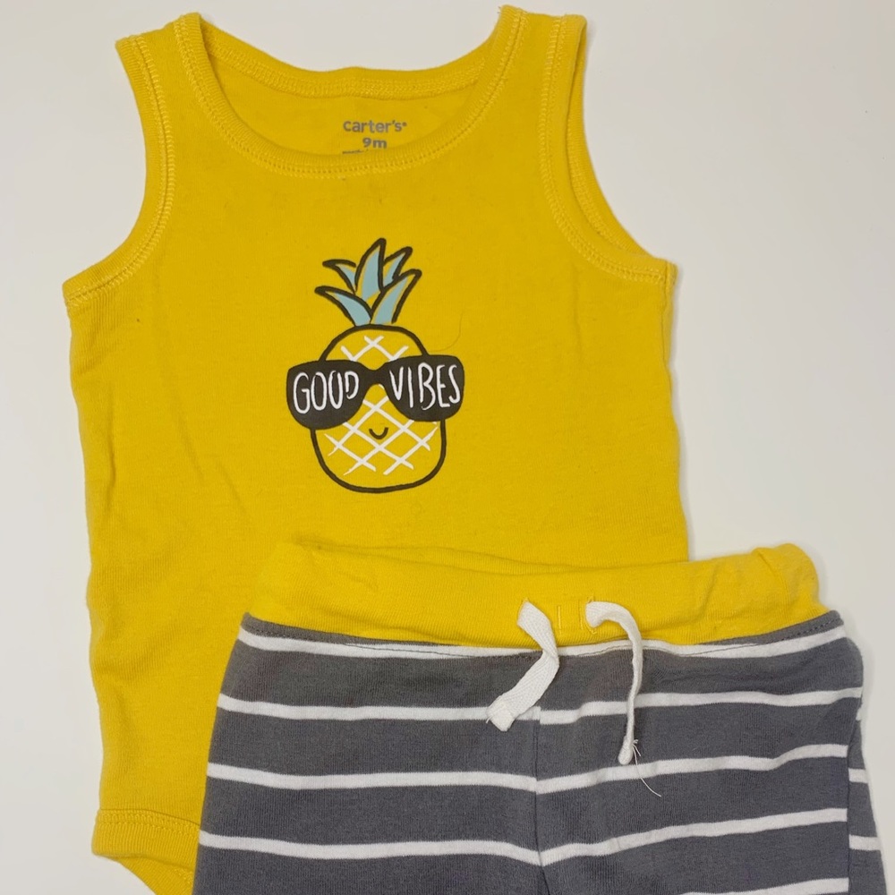 9M Pineapple Good Vibes Carters 2pc. Outfit Bundle